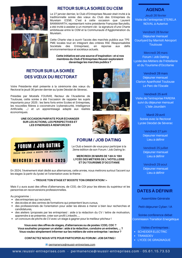 2025 01 newsletter club réussir 2